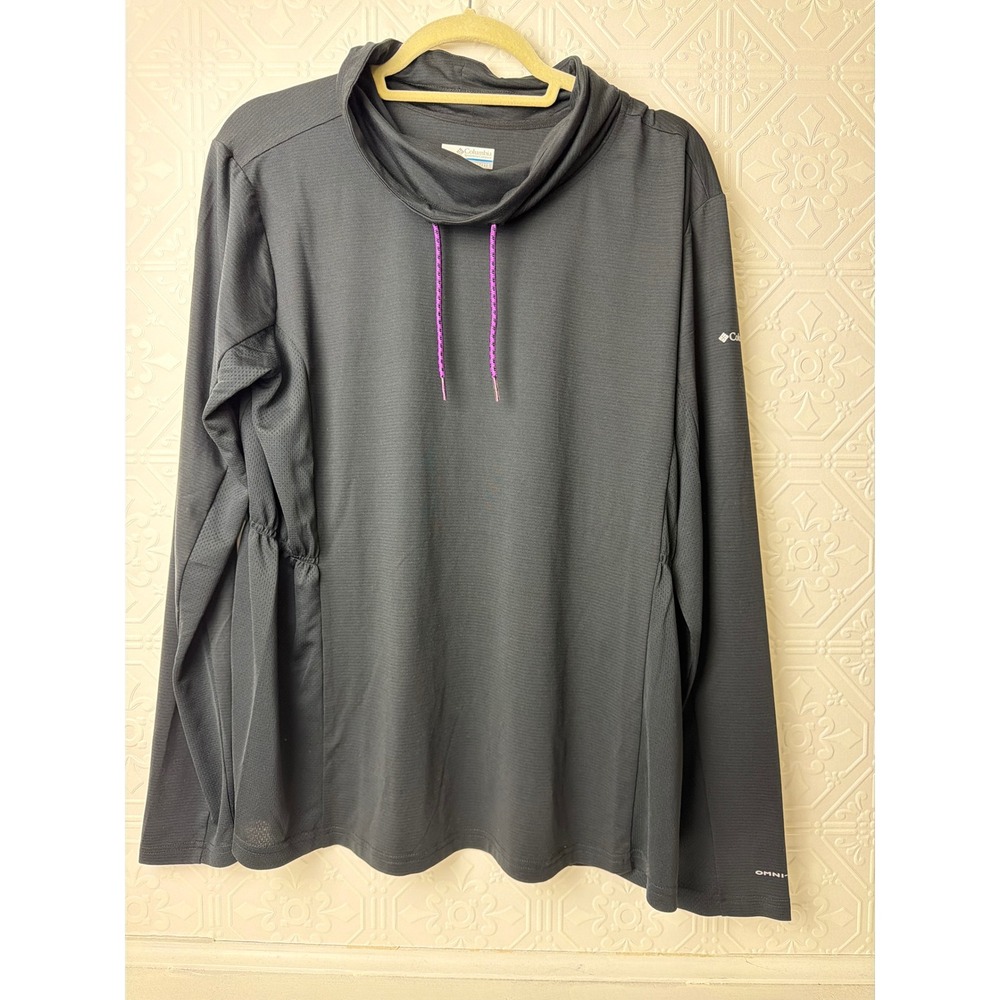 Columbia High Neck Omni-Wick Shirt Womens XXL Black Activewear Layering Casual